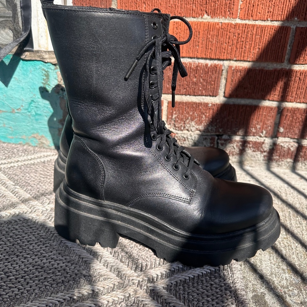 Thursday leather platform boots women size 9.5